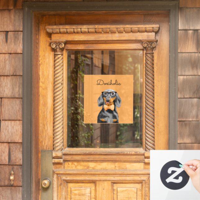 Dachshund Business Man Window Decal (Home Door)