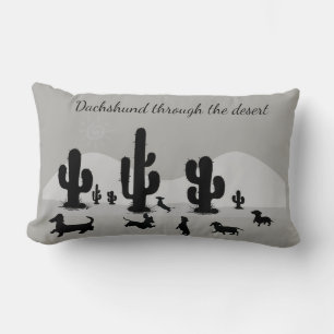 Dachshund Cactus Silhouette Pillow