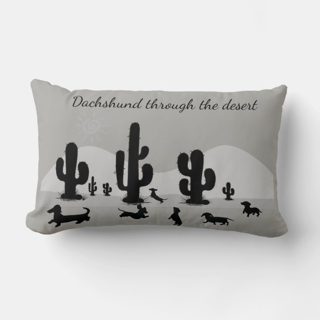 Dachshund Cactus Silhouette Pillow (Front)