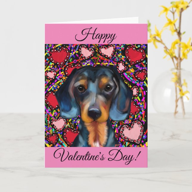 DACHSHUND CARD (Yellow Flower)