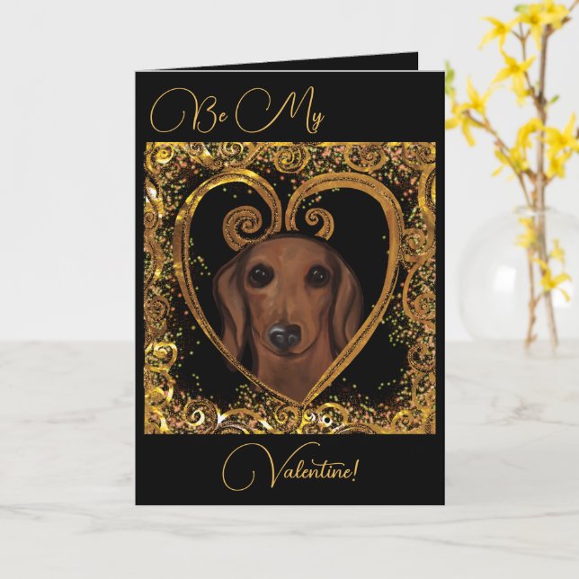 DACHSHUND   CARD (Yellow Flower)