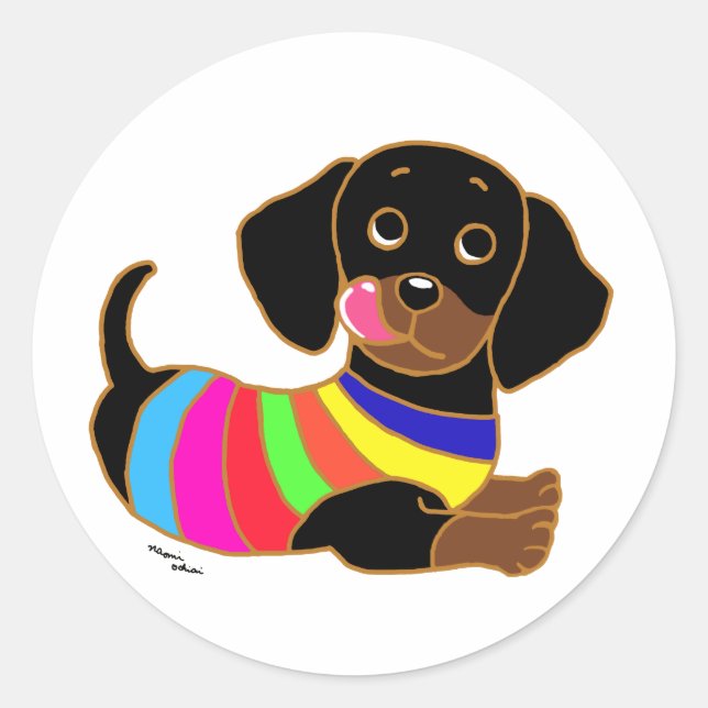 Dachshund Cartoon 2 Classic Round Sticker (Front)