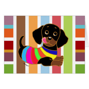 Dachshund Cartoon 2 Colourful Stripes