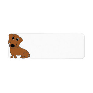 dachshund cartoon red return address label