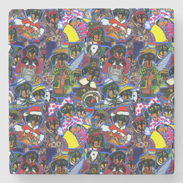  Dachshund  Cartoons Stone Coaster (Front)