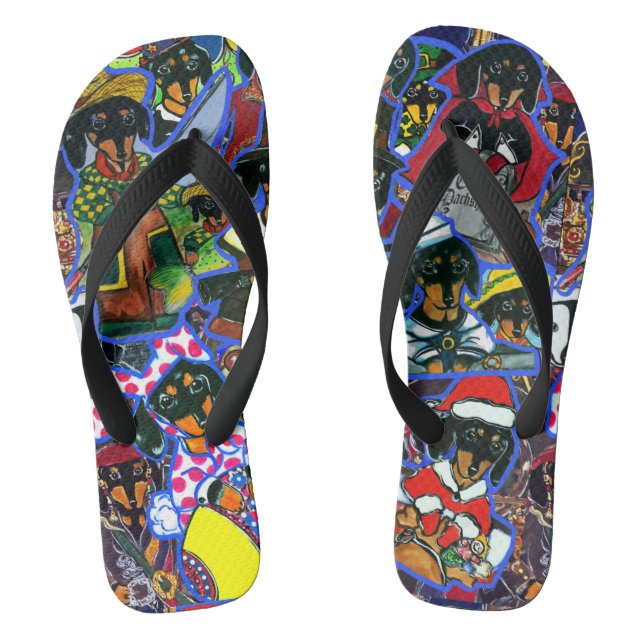  Dachshund  Cartoons Thongs (Footbed)