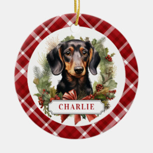Dachshund Ceramic Circle Ornament