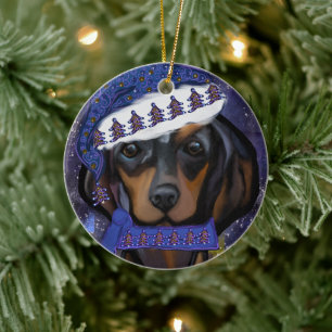 Dachshund ceramic ornament