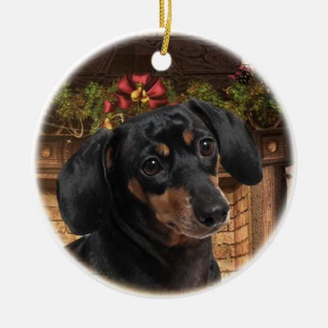 Dachshund Ceramic Ornament (Front)