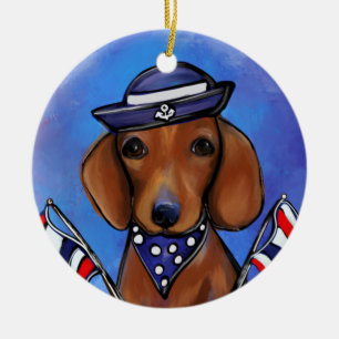 Dachshund ceramic ornament
