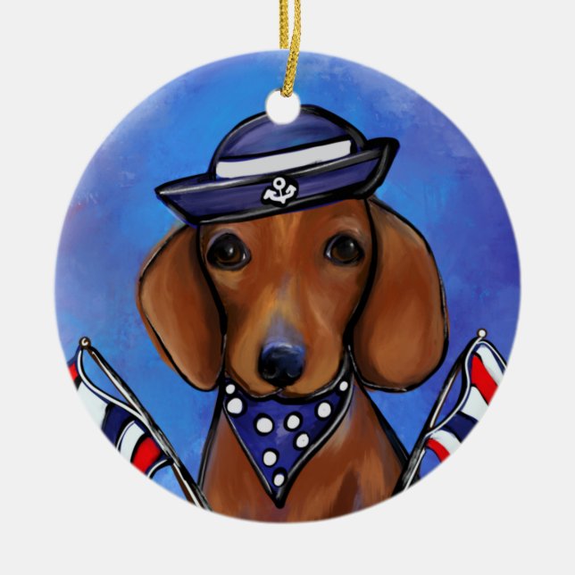 Dachshund    ceramic ornament (Front)