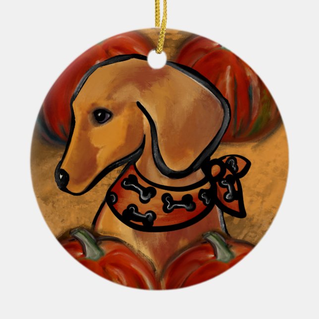 DACHSHUND      CERAMIC ORNAMENT (Front)