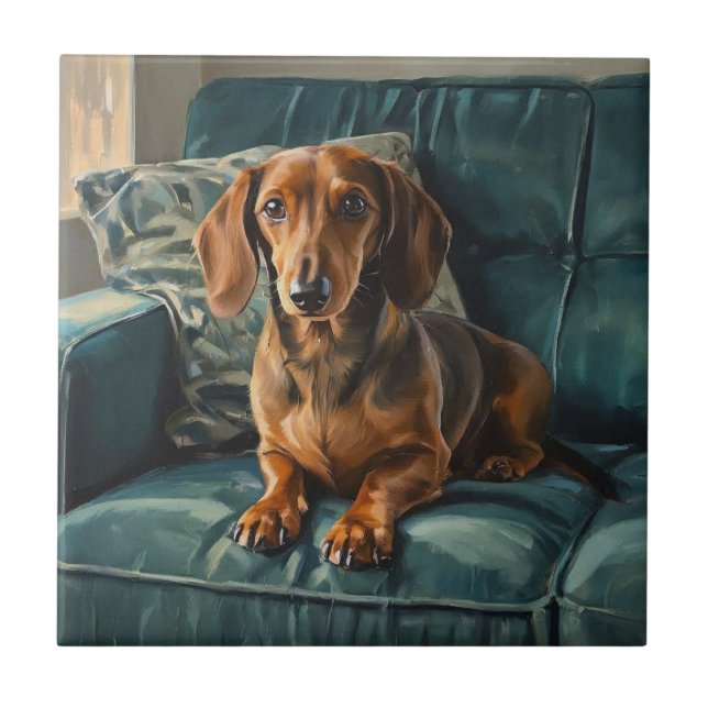 Dachshund Ceramic Tile (Front)