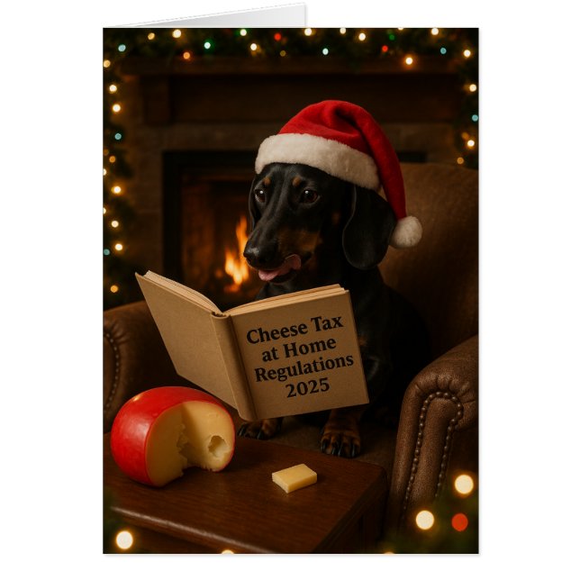Dachshund 'Cheese Tax' Christmas card (Front)