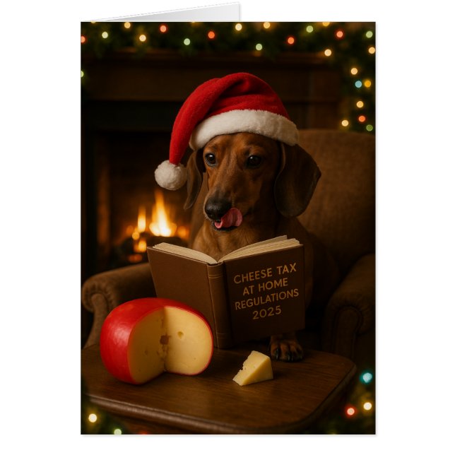 Dachshund 'Cheese Tax' Christmas card (Front)