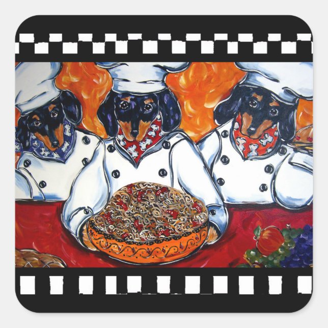 Dachshund Chefs Square Sticker (Front)