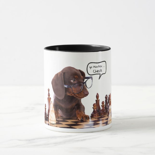 Dachshund Chess Player Mug (Center)