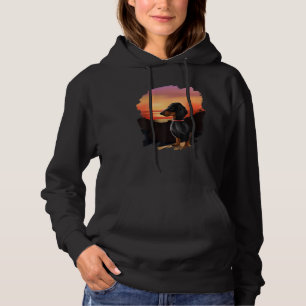 Dachshund Chiweenie Wiener Dog Art Sunset Vintage  Hoodie