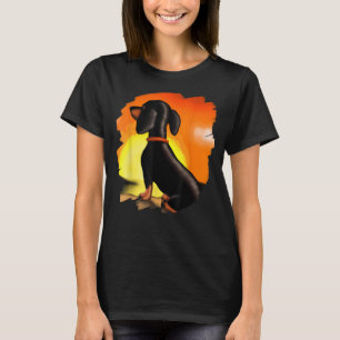 Dachshund Chiweenie Wiener Dog Art Sunset Vintage  T-Shirt