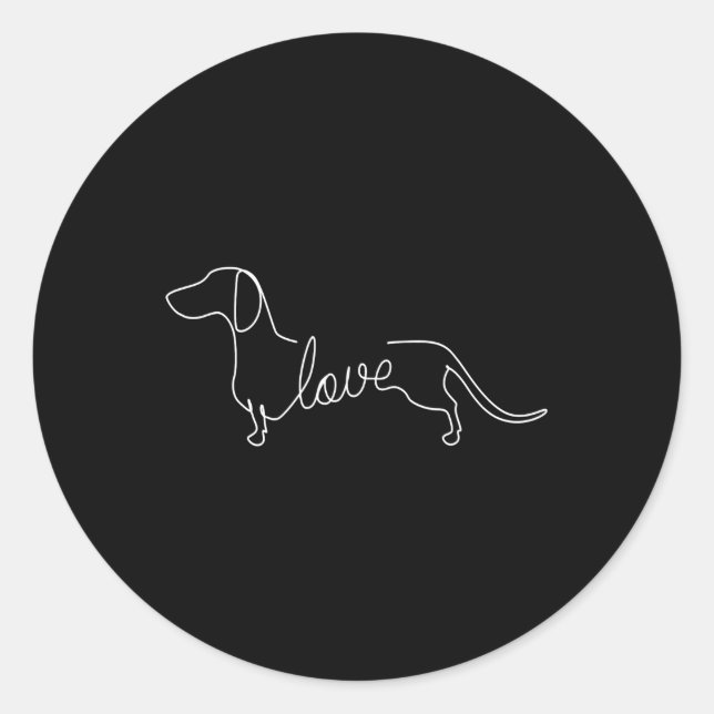 Dachshund Chiweenie Wiener Dog Love Art Sketch Classic Round Sticker (Front)