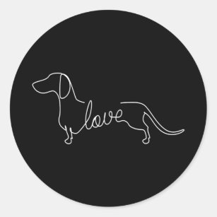 Dachshund Chiweenie Wiener Dog Love Art Sketch Classic Round Sticker