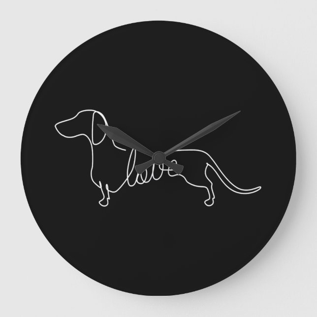 Dachshund Chiweenie Wiener Dog Love Art Sketch Large Clock (Front)