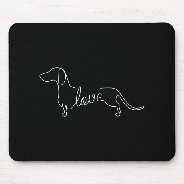 Dachshund Chiweenie Wiener Dog Love Art Sketch Mouse Pad (Front)