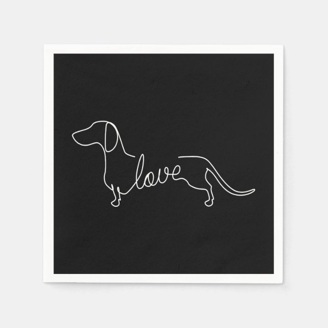 Dachshund Chiweenie Wiener Dog Love Art Sketch Napkin (Front)