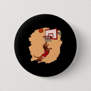 Dachshund Chiweenie Wiener Dog Playing Bysketbyll  6 Cm Round Badge