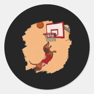 Dachshund Chiweenie Wiener Dog Playing Bysketbyll Classic Round Sticker