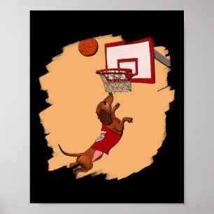 Dachshund Chiweenie Wiener Dog Playing Bysketbyll  Poster