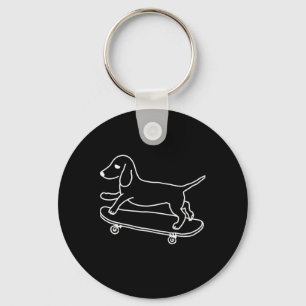 Dachshund Chiweenie Wiener Dog Skateboarding Line Key Ring
