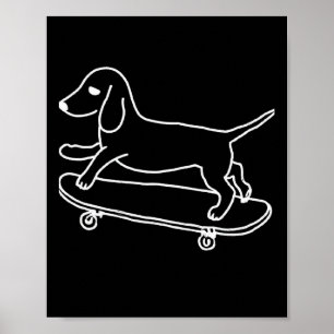 Dachshund Chiweenie Wiener Dog Skateboarding Line Poster