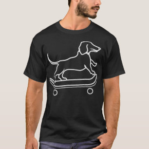 Dachshund Chiweenie Wiener Dog Skateboarding Line T-Shirt