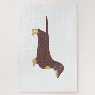 dachshund chocolate and tan silhouette jigsaw puzzle