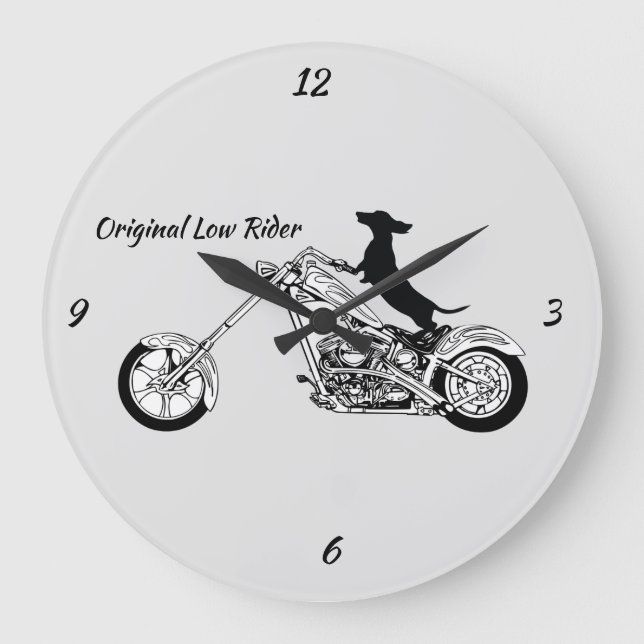 Dachshund Chopper Motorcycle Rider Clock (Front)