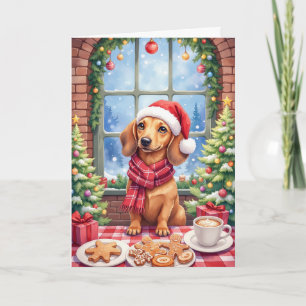Dachshund Christmas Bakery Holiday Winter Dog Card