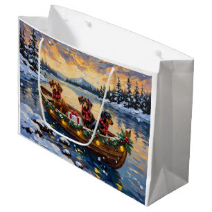 Dachshund Christmas Boat Holiday Large Gift Bag