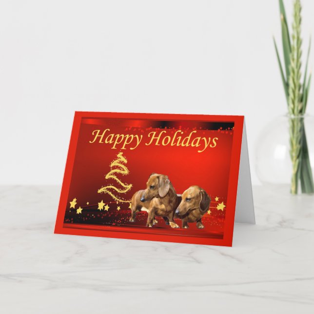 Dachshund Christmas Card Stars2 (Front)