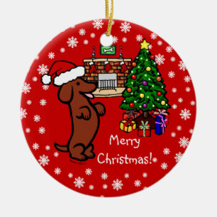 Dachshund Christmas Cartoon Ceramic Tree Decoration