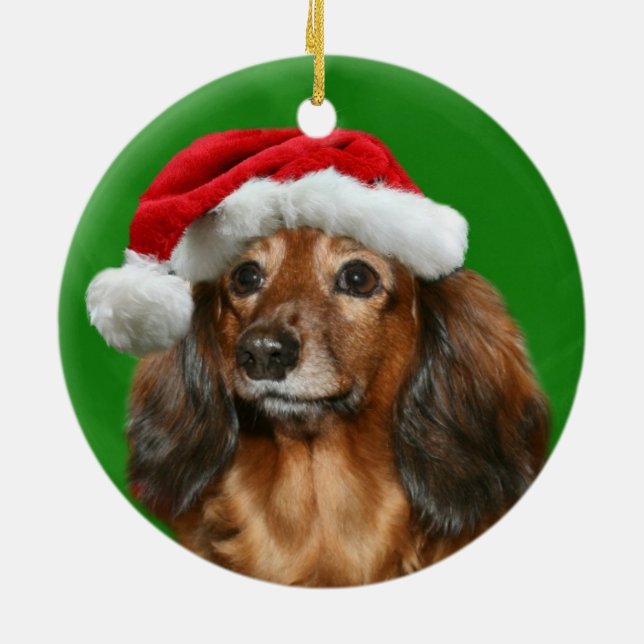 Dachshund Christmas Ceramic Ornament (Back)