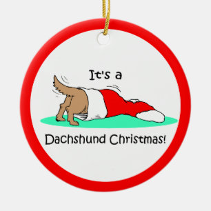 Dachshund Christmas Ceramic Ornament