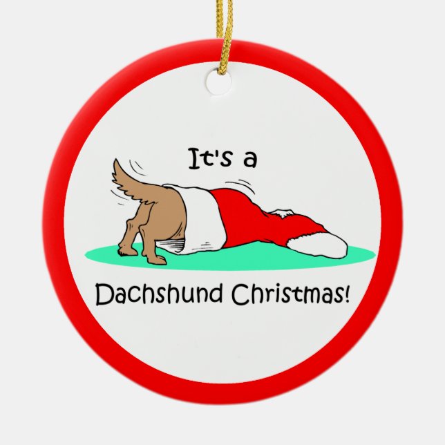 Dachshund Christmas Ceramic Ornament (Front)