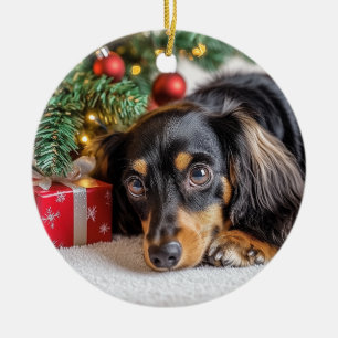 Dachshund Christmas Ceramic Ornament