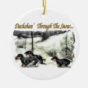 Dachshund Christmas Ceramic Tree Decoration