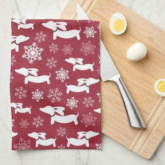 Dachshund Christmas Chef Gift Berry Tea Towel