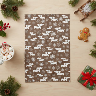 Dachshund Christmas Chef Gift Brown Tea Towel