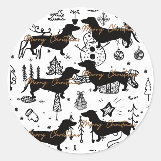 Dachshund christmas classic round sticker (Front)
