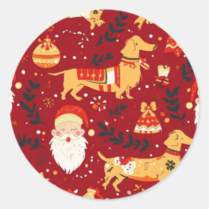 Dachshund christmas classic round sticker
