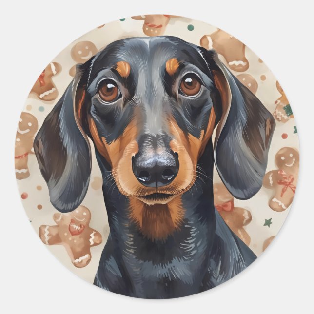 Dachshund christmas classic round sticker (Front)